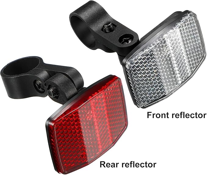HESTYA 4 Pieces Bike Front and Rear Wheel Spoke Reflectors for Handlebar and Seatpost Bicycle Cycling Safety Warning Reflectors Red and White
