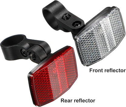 HESTYA 4 Pieces Bike Front and Rear Wheel Spoke Reflectors for Handlebar and Seatpost Bicycle Cycling Safety Warning Reflectors Red and White