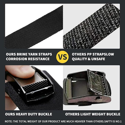Tie Down Straps with Cam Buckle, Lock Hook Padded Lashing Strap 2765 Lbs Break Strength for Cargo, Motorcycle, Truck, Boat, Dirt Bike, Mattress, Cooler Kit(1" x 12')