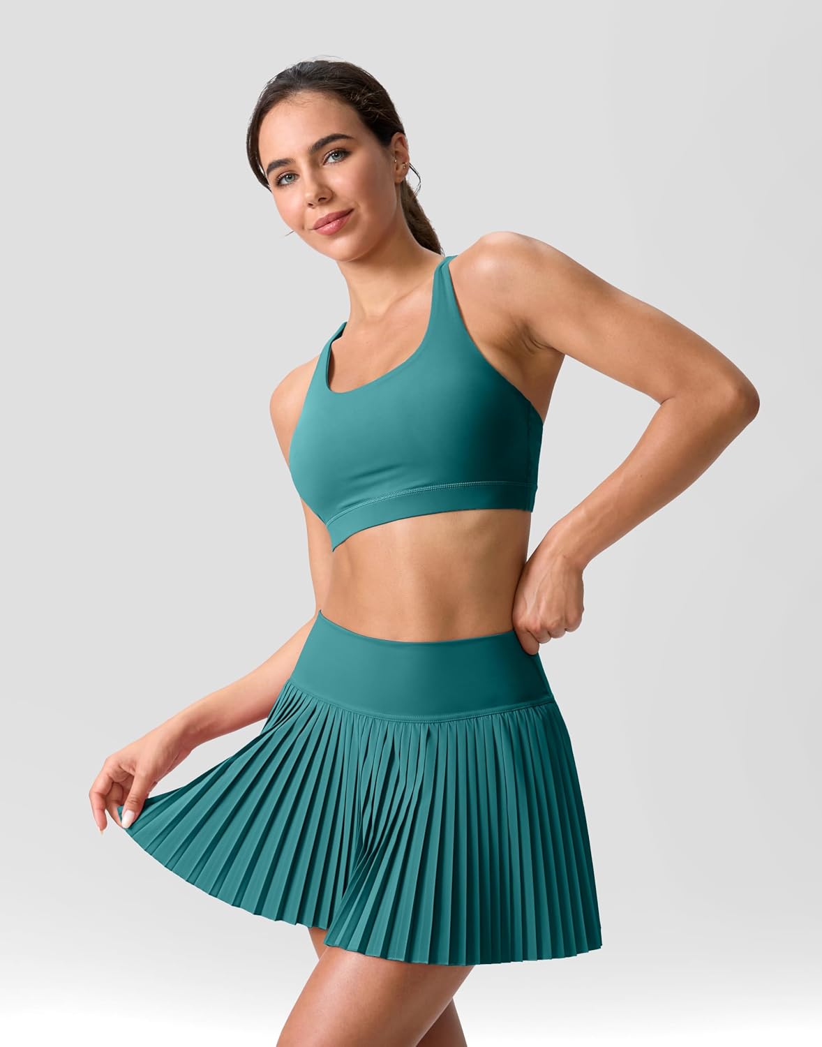 SANTINY Pleated Tennis Skirt for Women with Pockets Shorts Women's High Waisted Lightweight Athletic Golf Skorts Skirts.