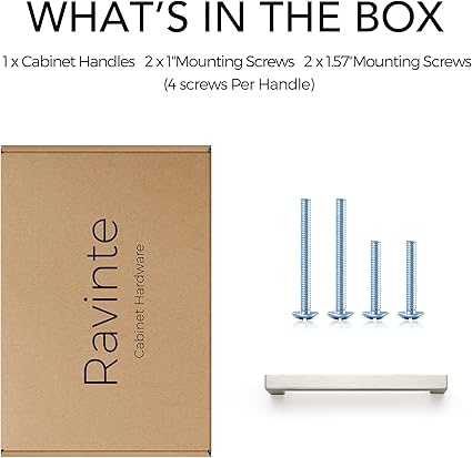 Ravinte 1 Pack Cabinet Handles Square Cabinets Cupboard Handles Brushed Nickel Drawer Pulls Stainless Steel Kitchen Cabinet Pulls Cabinet Hardware Drawer Handles 5 inch Hole Center
