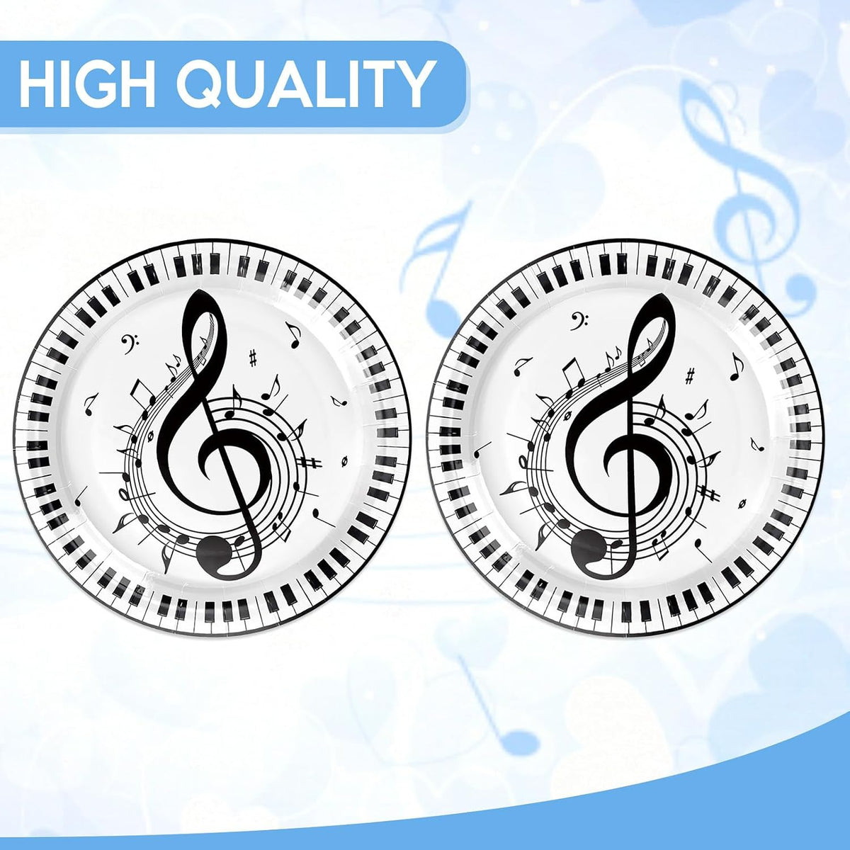 20Pcs Musical Note Party Plates 9 Inch Paper Plates Music Themed Party Supplies Musical Notes Disposable Plates Set, for Picnic Kids Party Baby Shower Music Concert Birthday Karaoke Decorations