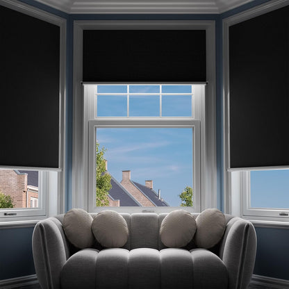 G-WACK Blackout Curtains, No Drill Blinds for Indoor Windows with Magnetic Snaps,100% Blackout Roller Shades, Heat-Insulated Black out Blinds & Window Shades Cover for Various Scenes (20" x 36",Black)