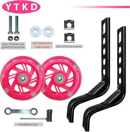 Training Wheels for Bicycle,Flash Mute Wheel Compatible for Bikes of 12-20 Inch 1 Pair