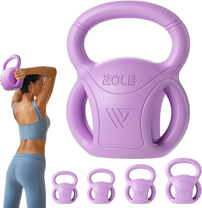 RUNWE 3 Handle Kettlebells Weight - Weight for Women Options 5, 10, 15 and 20 LB for Russian Twists AB Exercise, Weightlifting and Core Fitness Exercise Home Gym [Single] (minor cosmetic dents)