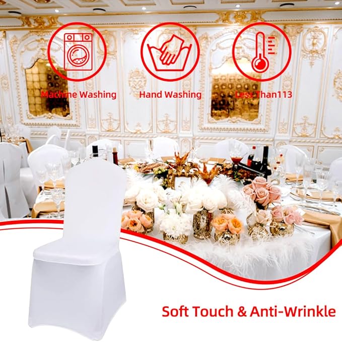 Chair Cover 1 Pcs White Stretch Spandex Chairs 17.7Au x 18.1Au x 36.2Au Slipcovers Fitted Banquet Chair Cover Dinning Event Slipcovers for Wedding Banquet Dining Party Decorations (1 Pcs)