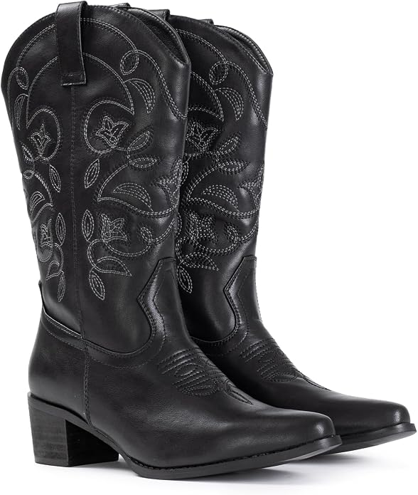IUV Cowboy Boots For Women Pointy Toe Western Boots Cowgirl Boots | Women's Mid Calf Boots https://a.co/d/05btsG9g