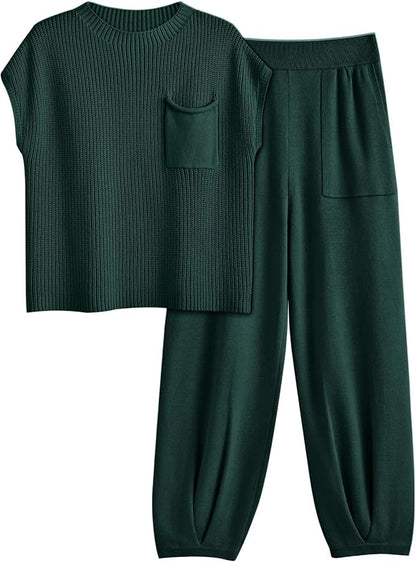 LILLUSORY 2 Piece Knit Sets For Women Trendy Sweatsuit Sets