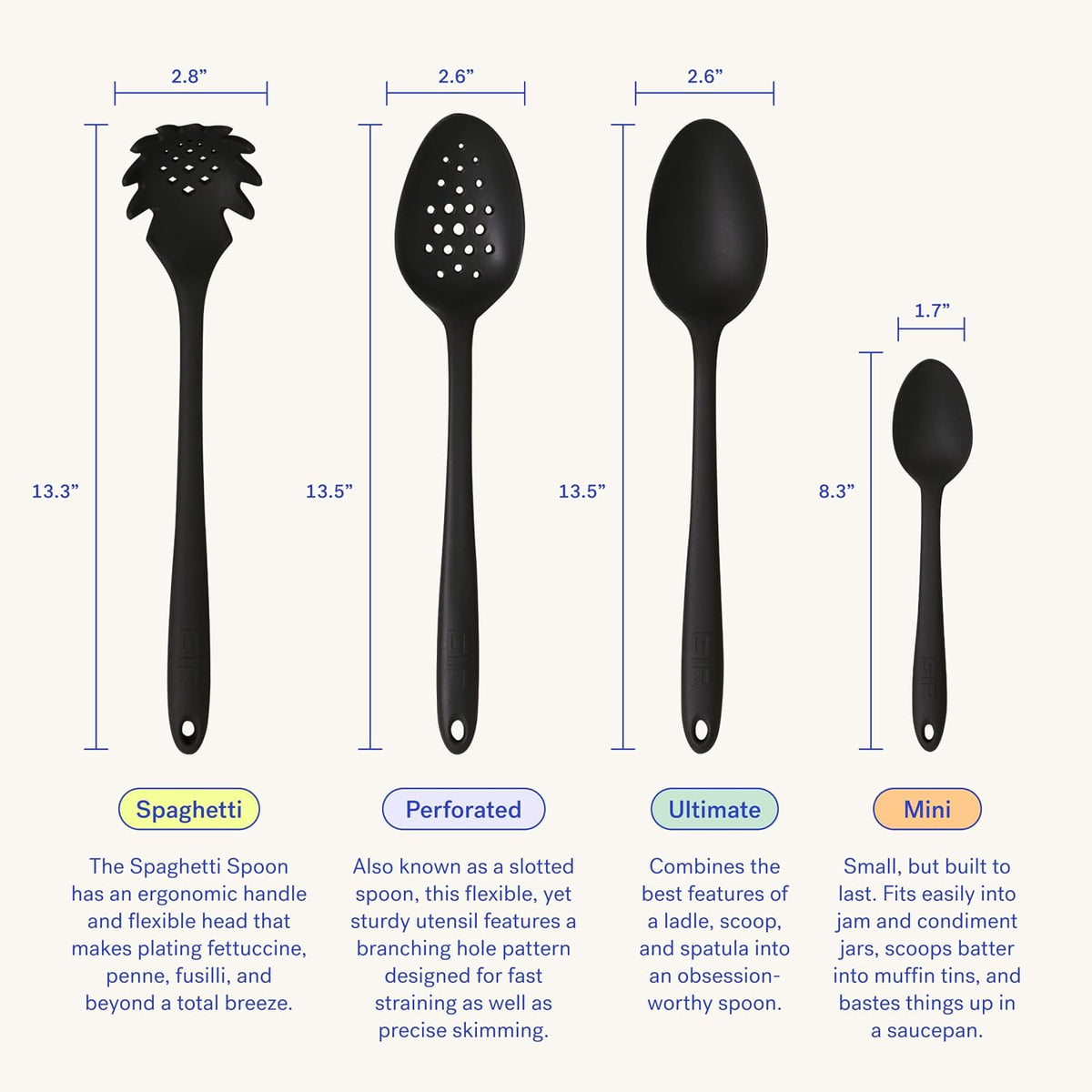 Silicone Slotted Spoon, High Heat Resistant Kitchen Tool - Sprinkles (Similar to Picture)
