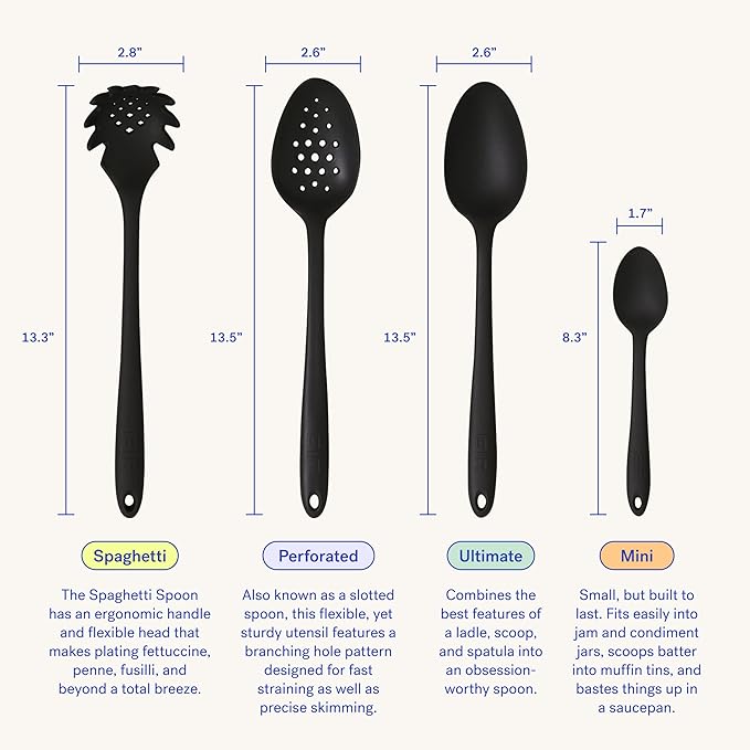 GIR: Get It Right Spoon - Heat-Resistant up to 425F - Seamless, Nonstick Kitchen Spoons for Mixing, Cooking, and Stirring - Ultimate - 13 IN, Red - Silicone Spoons For Cooking