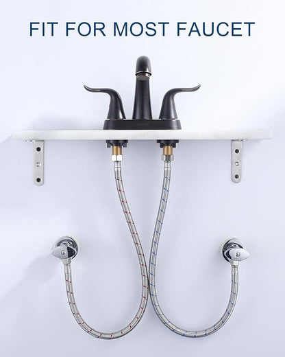 24'' Long Faucet Connector, Stainless Steel Braided cUPC Faucet Supply Lines G12" FIP x 38" Compression Sink Hose Attachment Toilet Water Hose Replacement Parts 2 PCS