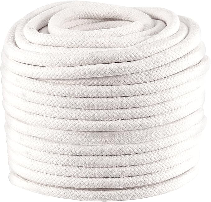 ZOENHOU 131 Feet 12 Inch White Braided Cotton Rope, Natural Durable Cotton Twisted Rope, Cotton Clothesline Rope for Crafting DIY Handmade Projects