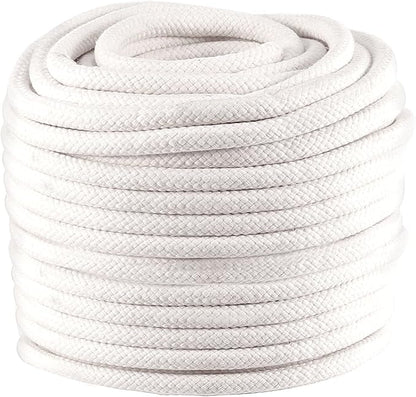 ZOENHOU 131 Feet 12 Inch White Braided Cotton Rope, Natural Durable Cotton Twisted Rope, Cotton Clothesline Rope for Crafting DIY Handmade Projects