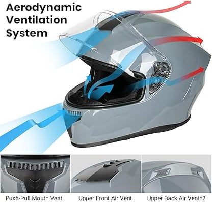 Favoto Full Face Motorcycle Helmet DOT Approved, Cascos para Motos Snowmobile Dirt Bike Helmet for Adults Men Women, Anti-Fog Film Included, Large
