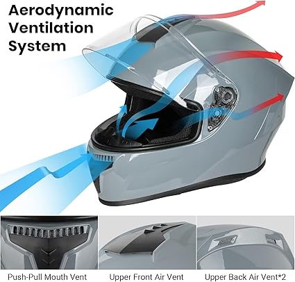 Favoto Full Face Motorcycle Helmet DOT Approved, Cascos para Motos Snowmobile Dirt Bike Helmet for Adults Men Women, Anti-Fog Film Included, Large
