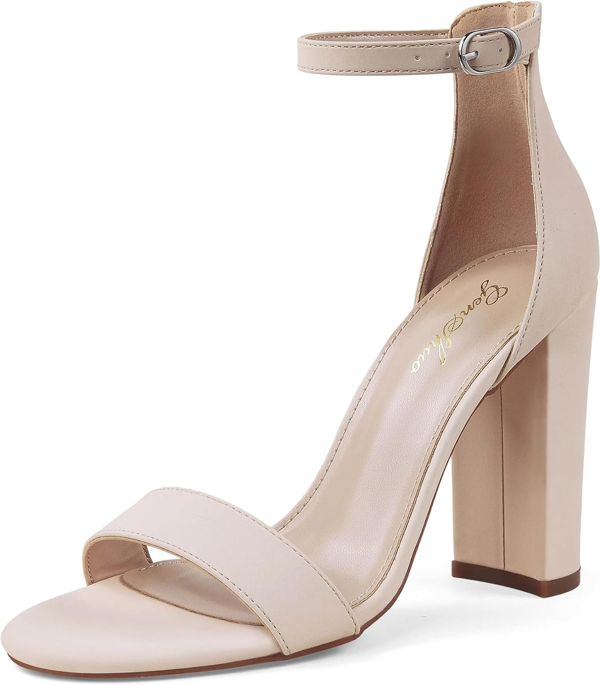 GENSHUO Women's 4-inch Chunky High Heel Sandals with Ankle Strap,Party Wedding Bridal Shoes