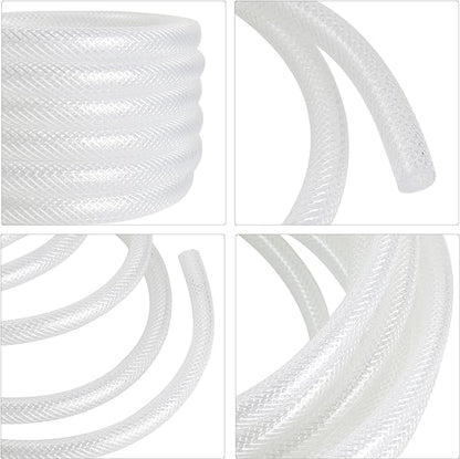 1/2’’ ID × 3/4’’ OD - 25 ft Clear Braided Hose Plastic Vinyl Tubing,High Pressure Flexible Reinforced PVC Tube for Transfer Water Air Oil, BPA Free & Non-Toxic