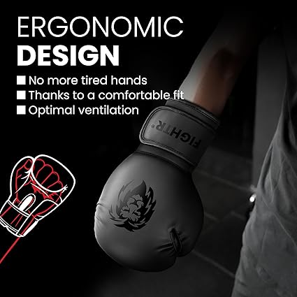 FIGHTR Boxing Gloves - Maximum Protection  Stability  Boxing Gloves for Boxing, MMA, Muay Thai  Kickboxing  Sizes 8-16 oz, Includes Carry Bag