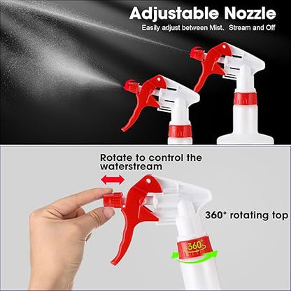 Eccliy 12 Pcs 16 Oz Plastic Spray Bottle, Adjustable Empty Reusable Sprayer for Cleaning, Planting, Water, Bathroom and Kitchen, BBQ, Commercial and Residential(Red,Measurements)