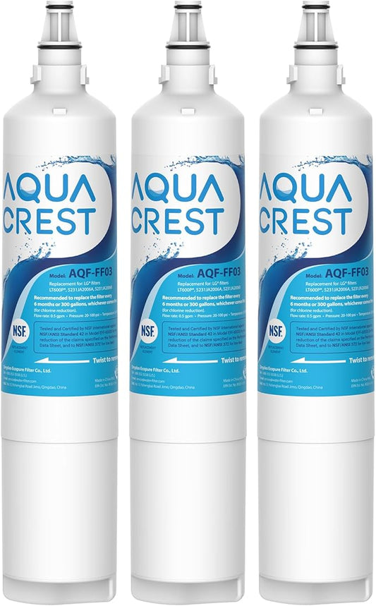 AQUA CREST 5231JA2006A Replacement for LG LT600P Refrigerator Water Filter, fml-2, KENMORECLEAR 46-9990, KENMORE 9990, 5231JA2006B, RWF1000A, LFX25960ST, LSC27931ST