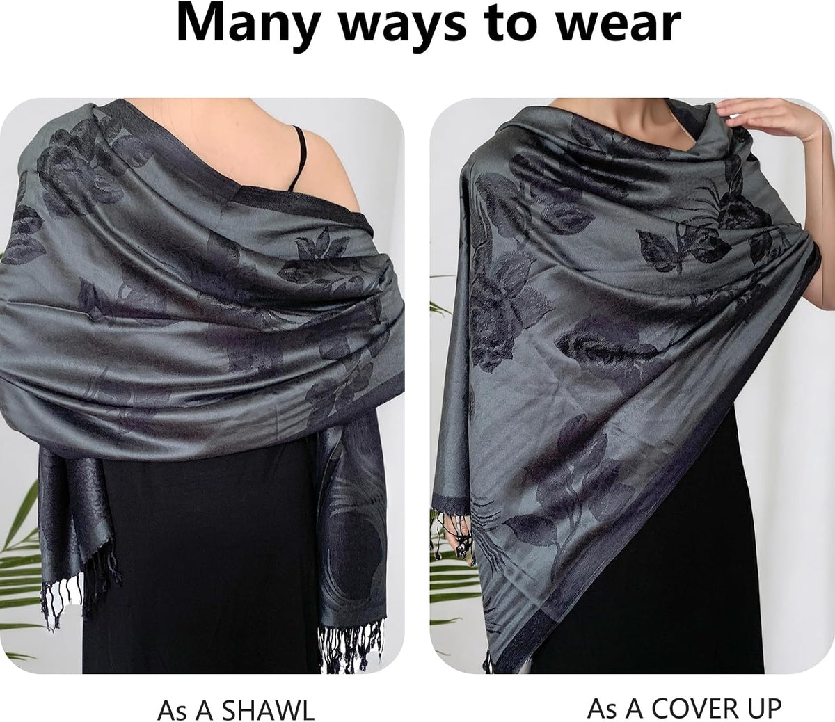 Reversible Paisley Pashmina Shawl Wrap for Women Rave Scarf Vintage Jacquard Scarves Soft All Seasons