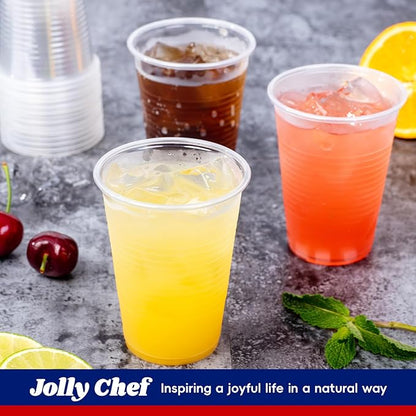 JOLLY CHEF 300 Pack 7 oz Clear Plastic Cups,7 Ounce Disposable Cups for Parties, Picnics, BBQs, Travel, and Events