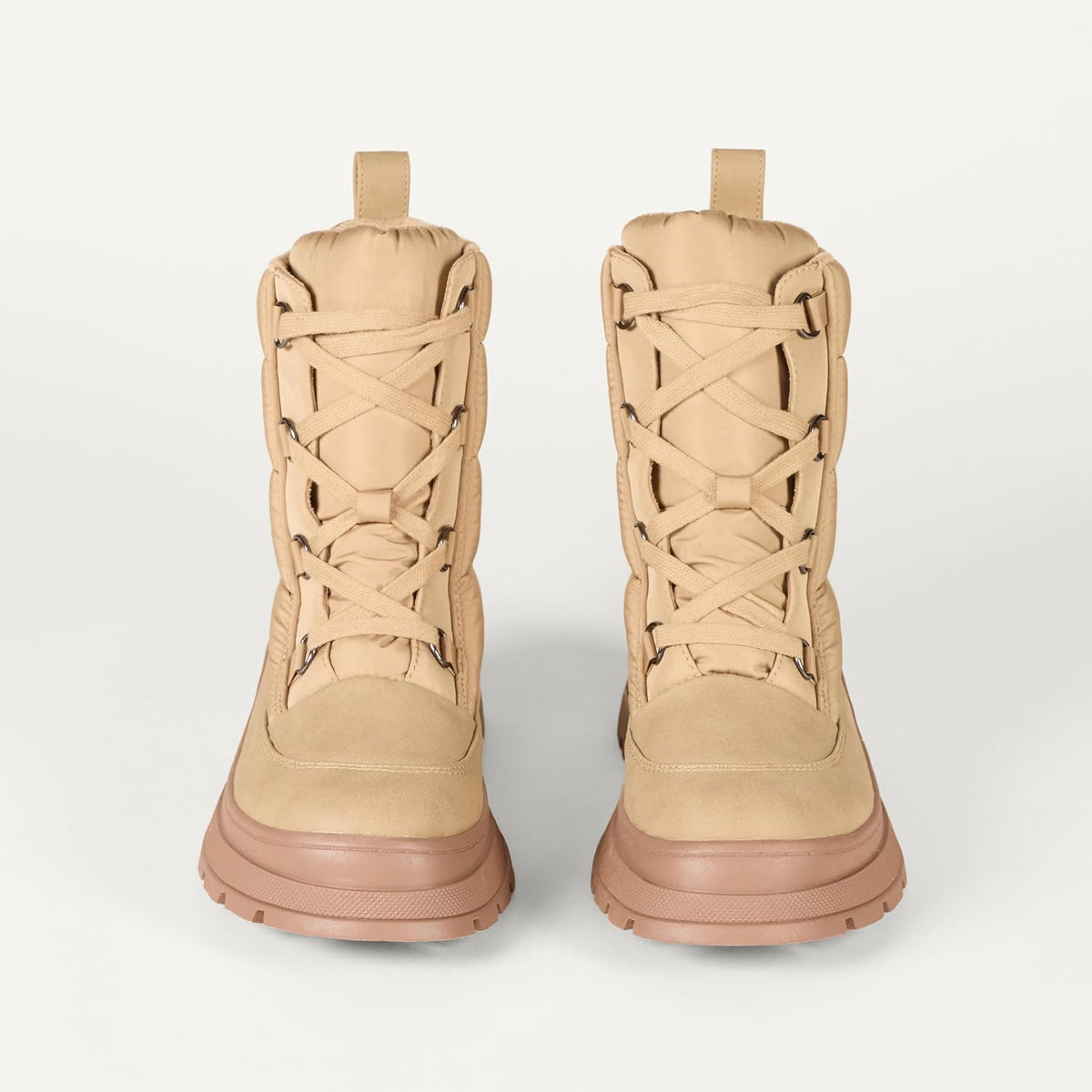 Essentials Women's Lace Up Puffer Snow Boots with Chunky Heel