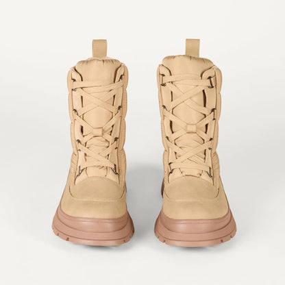 Essentials Women's Lace Up Puffer Snow Boots with Chunky Heel