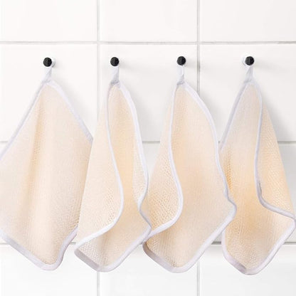 Tattoo 5 Face & Body Exfoliating Cloths, Bath Towel Fabric, Scrub, Massage, Bath Cloth for Women & Men, 10.63 x 9.05 inches (beige edge)