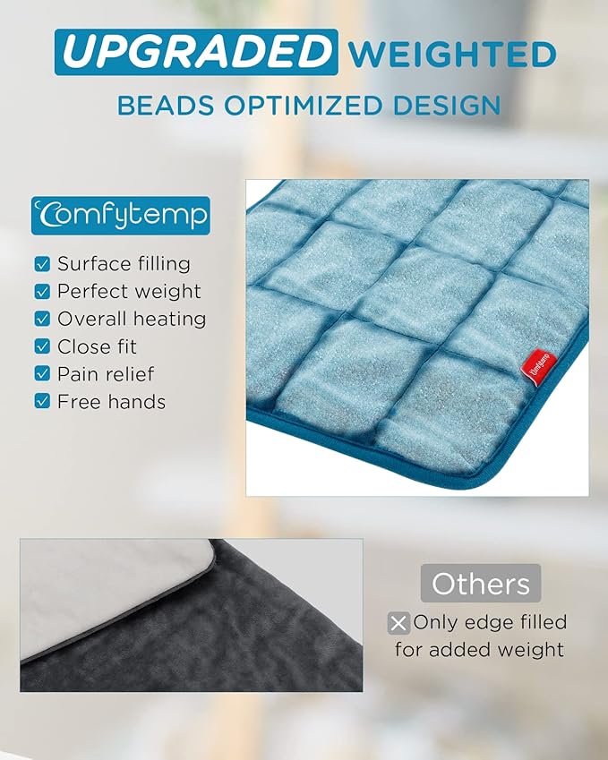 Comfytemp Weighted Heating Pad for Back  Cramps, 2.2lb Electric Neck Shoulder Heat Pad for Pain Relief, FSA HSA Eligible, Valentines Day Gifts for Her Him Wife Husband, 2H Auto-Off, 12x24, Washable