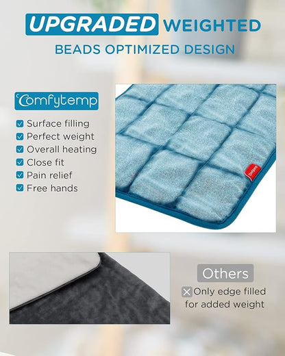 Comfytemp Weighted Heating Pad for Back  Cramps, 2.2lb Electric Neck Shoulder Heat Pad for Pain Relief, FSA HSA Eligible, Valentines Day Gifts for Her Him Wife Husband, 2H Auto-Off, 12x24, Washable