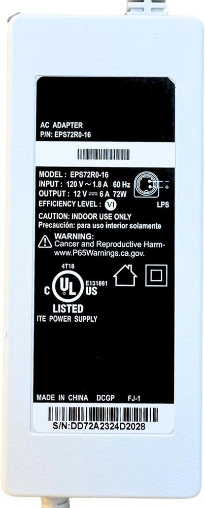 DirecTV AT&T Model EPS72R0-16 / EPS72R1-16 AC Adapter for AT&T All-Fi Hub CGW450-400, Genuine OEM Replacement Power Supply Unit with 12V-6A 72W Output for Compatible Devices