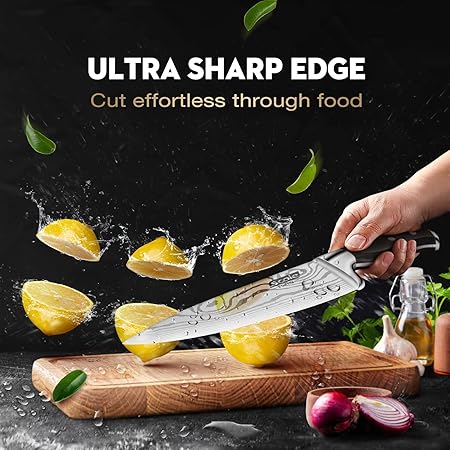 SCOLE Chef Knife Ultra Sharp Kitchen Knife Set 7-Piece, Premium German 1.4116 Stainless Steel Chefs Knife Set, Ergonomic Handle Professional Knives Set for Kitchen with Gift Box