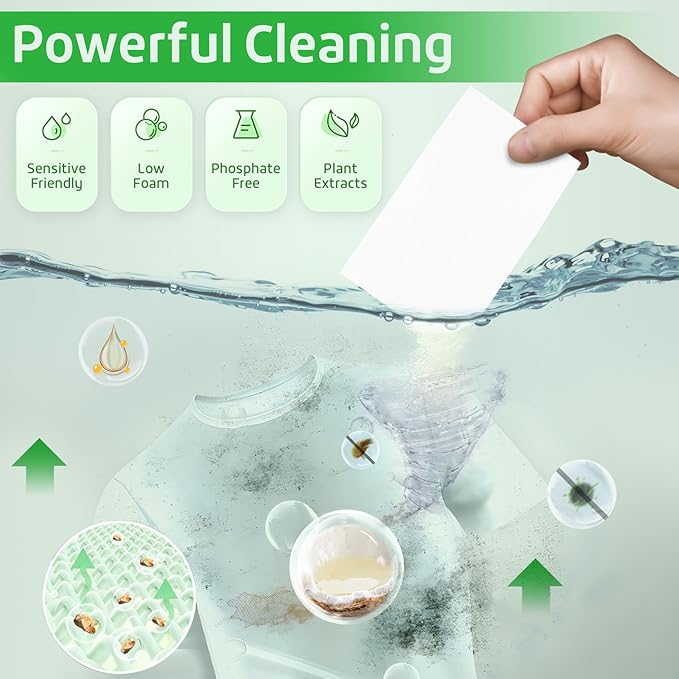 Poesie Laundry Detergent Sheets Fresh Scent 160 Sheets Clear Non-Plastic Hypoallergenic Liquid Less Sheets for Home Dorm Travel Camping  Hand Washing Clean No Waste