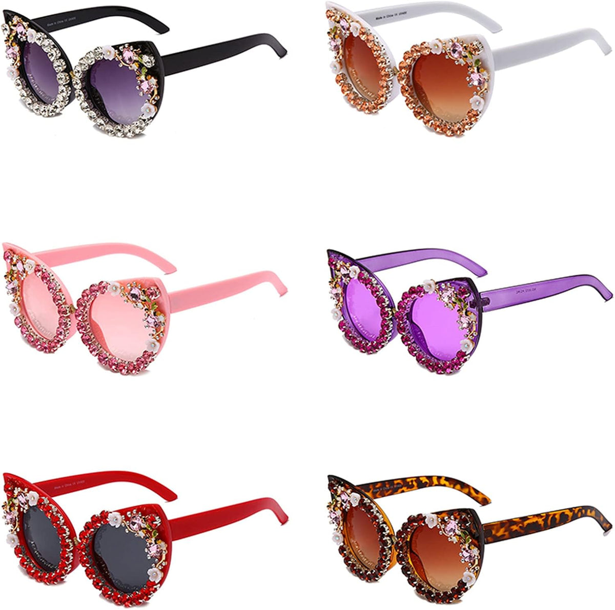 willochra Cat Eye Diamond Sunglasses Women cute Colorful Rhinestones Sunglasses Retro Party Eyewear Shades