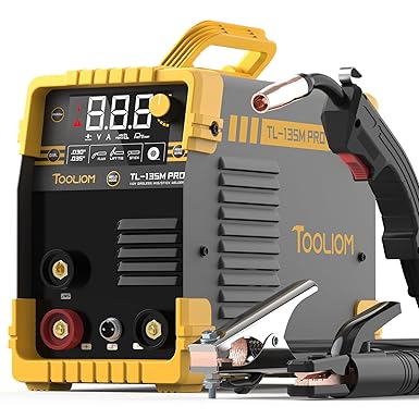 TOOLIOM 135A MIG Welder Flux Core 110V MIG Welder Gasless Flux MIG/Lift TIG/Stick 3 in 1 Welding Machine IGBT DC Inverter with LCD Display