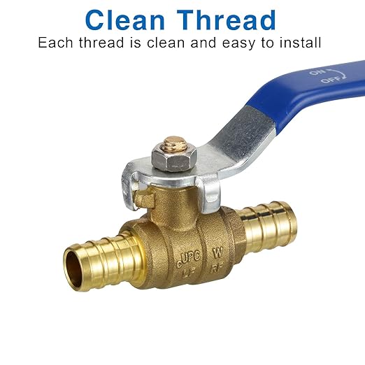 12 Pex Ball Valve Brass Shut Off Fitting 2 Pack Water Barb Tubing Drain with Handle