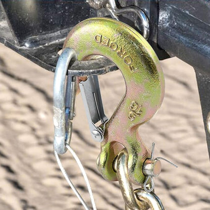 5/16 Heavy Duty Clevis Slip Chain Hook with Safety Latch Grade 70 Forged Steel 14,000 Lbs Capacity, Working with Towing and Chain