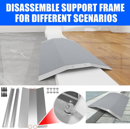 28.5" L×1.2" H Bridge Threshold Ramps for Doorways, Fits 3.5–6" Wide Thresholds with Adjustable Support Bars, Non-Slip Aluminum Wheelchair Ramps for Home Steps