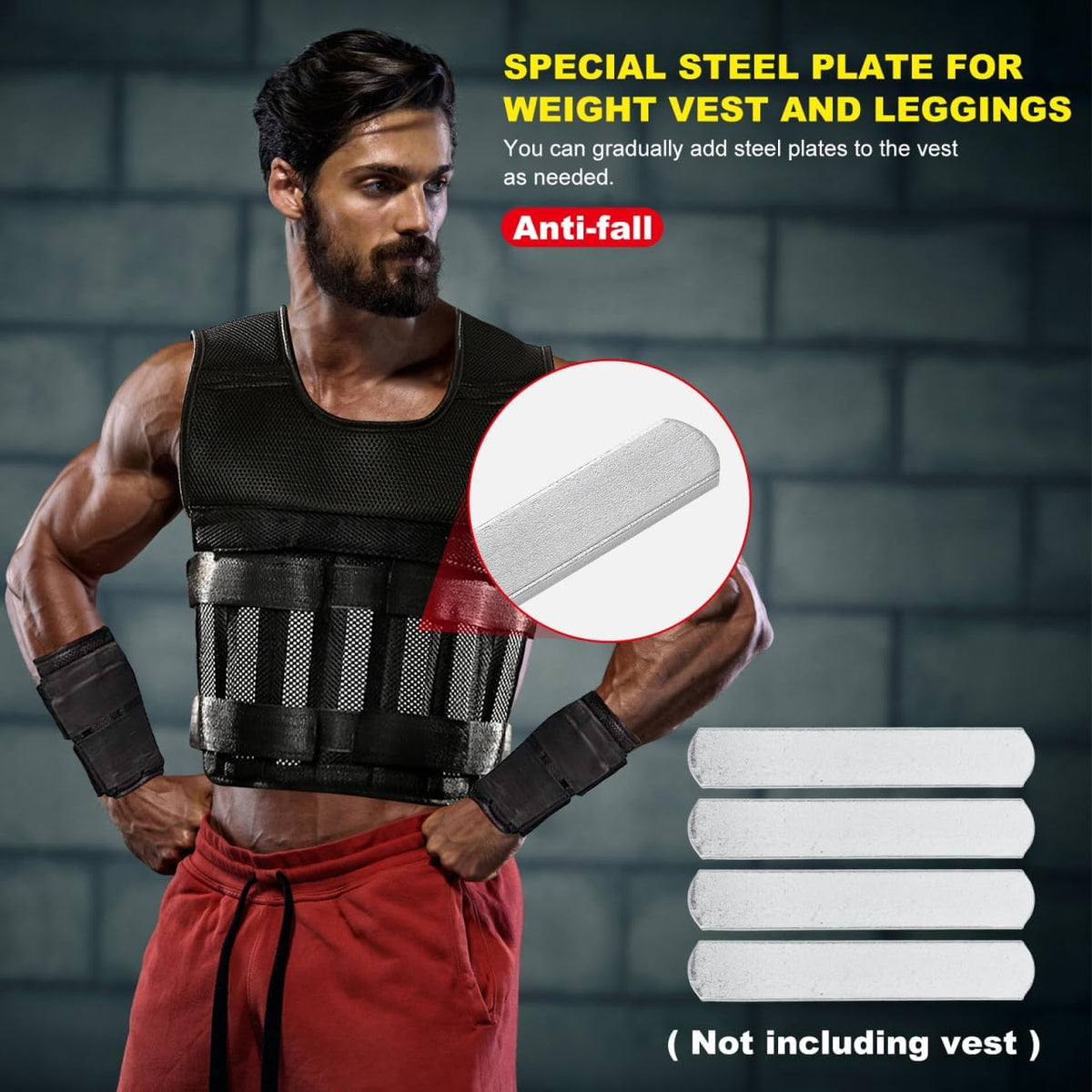 10 Pcs Weighted Steel Plates, 5.89 Inch Stainless Steel Inserts, Fitness Workout Running Vest Ankle Leg Equipment Accessories