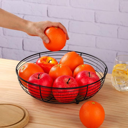 IBWell® Black Fruit Bowl for Kichen Countertop, Round Wire Fruits Breads Vegetables Snacks Canddy Basket - 11.5"x3.4"(DxH)