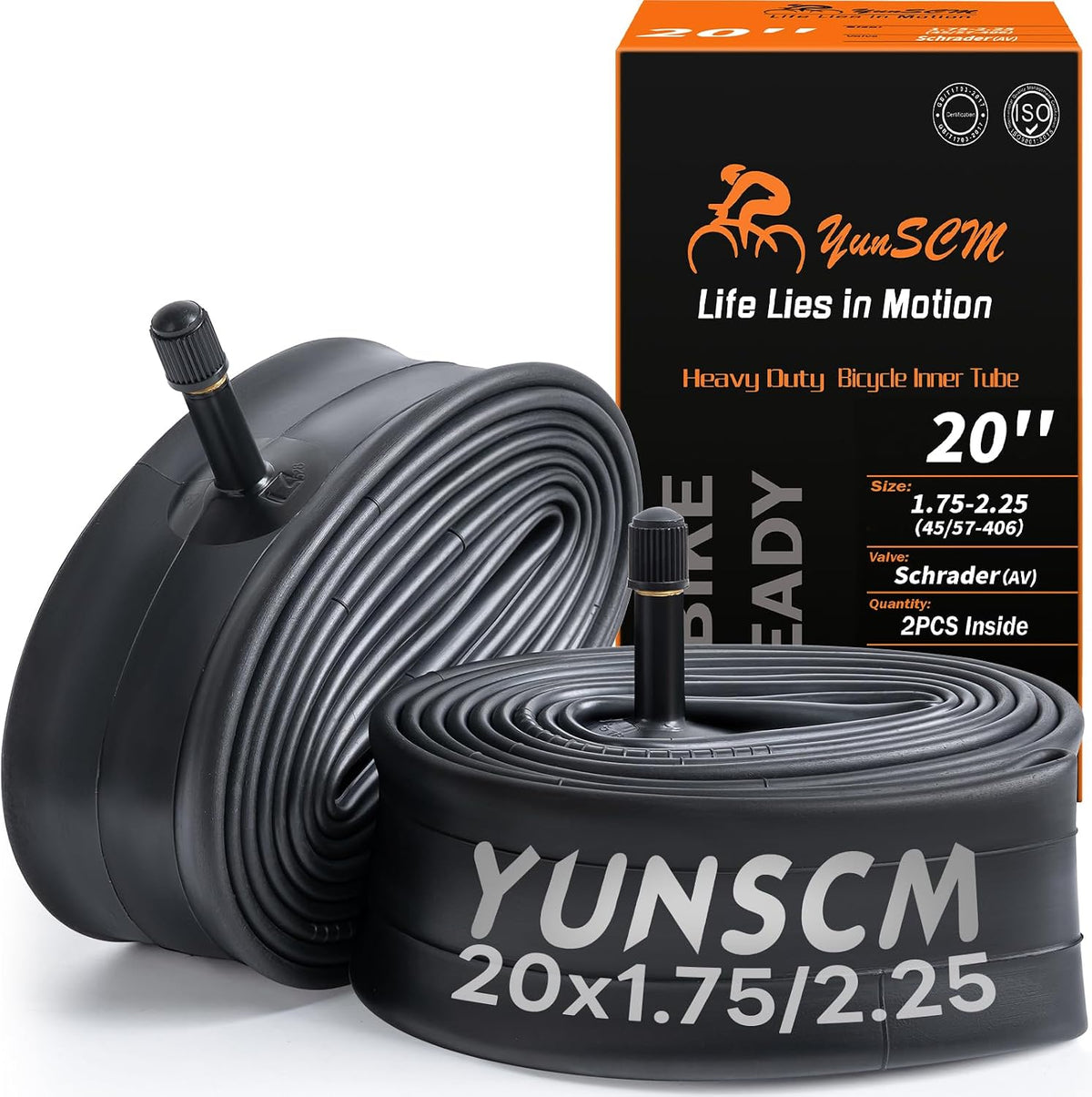 1-PCS 20" Heavy Duty Bike Tubes 20x1.75/1.95/2.125/2.25 AV Schrader Valve (45/57-406) 20" Bicycle Tube Compatible with 20 x 1.75 20x1.95 20x2.0 20x2.10 20x2.125 20x2.20 20x2.25 Tire Tubes (Single tire only)