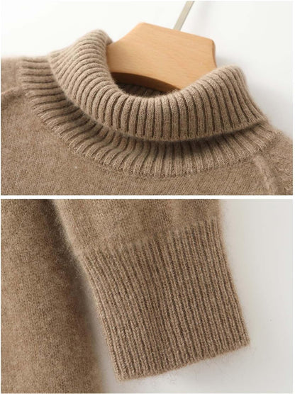 Thick Sweater Dress Women's Turtleneck Raglan Sleeve Merino Wool Pullover Autumn Winter Knitted Long Tops