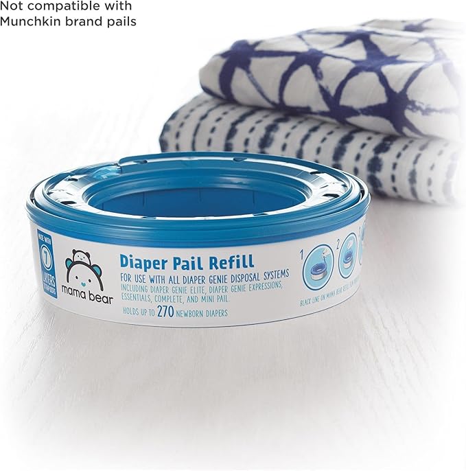 Brand - Mama Bear Diaper Pail Refills for Genie Pails, Unscented, 270 Count (Pack of 2)