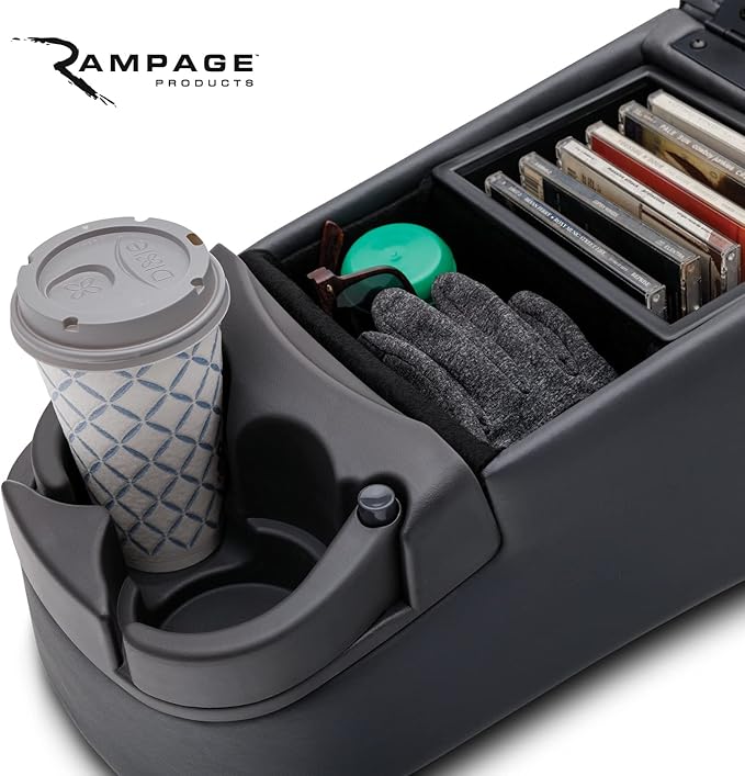 RAMPAGE PRODUCTS Seat Console for Truck Bench Seat  Charcoal  39223  Universal Truck Bench Seat