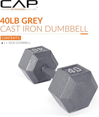 CAP Barbell Cast Iron Hex Dumbbell | Multiple Options (40 lb)