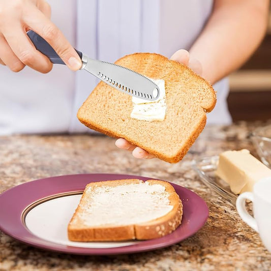 LemonBest Butter Knife - 3-in-1 Stainless Steel Butter Spreader Knife Slicer with Wooden Handle Butter Cutter Butter Grater Kitchen Gadgets for Spreads Butter Cheese and Condiments