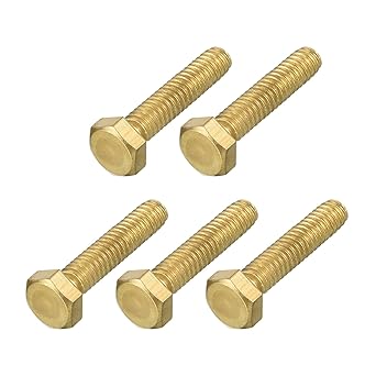 METALLIXITY Hex Head Screw Bolt (14-20x1-14") 5Pcs, Brass Fully Threaded Solid Brass Hex Bolts Machine Screws - for Machinery Repair