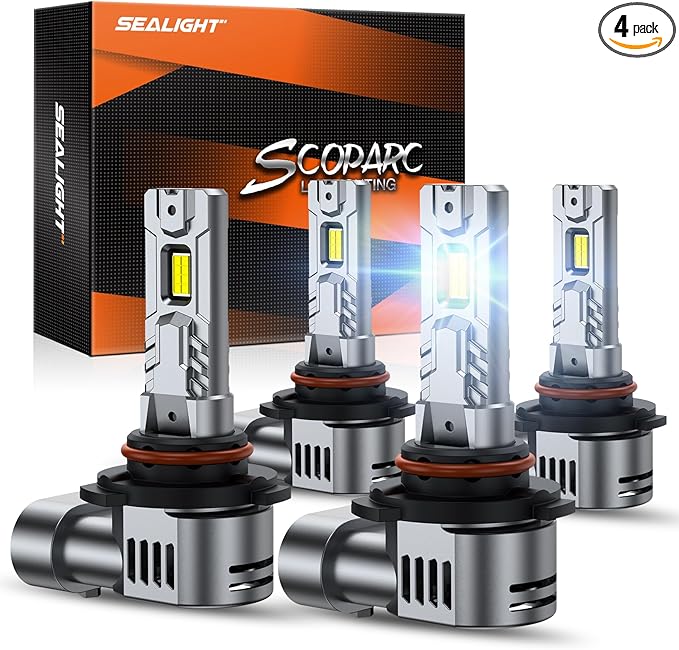 SEALIGHT 9005HB3 9006HB4 Fog Bulbs Combo, 60000LM with 14000RPM Cooling Fan 1:1 Design 9005 9006 Fog Bulbs, Plug-N-Play, Pack of 4