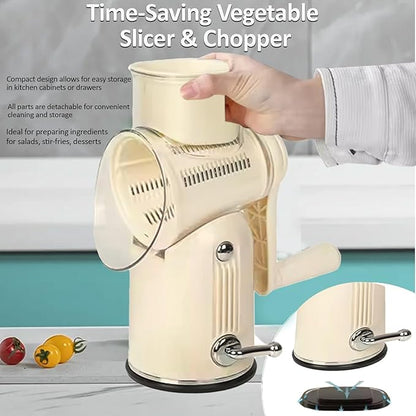 Premium Quality Rotary Cheese Grater with Handle - Kitchen Accessories Cucumber Slicer Vegetable Salad Grater, Vegetable Grater - Cheese Grater (Beige)